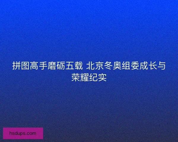 拼图高手磨砺五载 北京冬奥组委成长与荣耀纪实