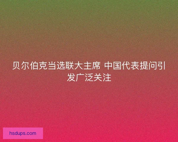 贝尔伯克当选联大主席 中国代表提问引发广泛关注
